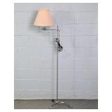 Vintage Wrought Iron Bridge Style Adj Ht Floor Lam