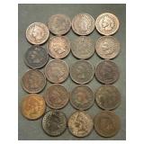Lot Of 19 Indian Head Cents