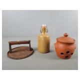 Vintage Stoneware, Terracotta Pot & Press