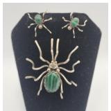 Signed E. Spencer Sterling Silver Malachite