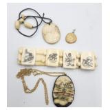 Vintage Scrimshaw Jewelry