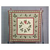 Vintage Handmade Holly Themed Quilted Throw
