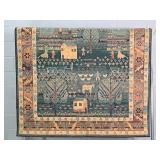 Gabber "sphinx" Egyptian Made Folk Art Pattern Rug