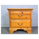 Pine Finish 2 Drawer Night Stand