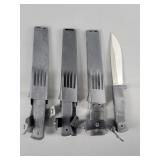 Lot Of 4 Fixed Blade Knives W/ Sheath