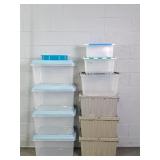 8x The Bid Asstd Storage Totes + 3 Sm Bonus Pieces