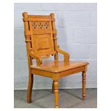 Antique Oak Gothic Style Church Chair