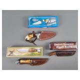 3x The Bid Fixed Blade Knives W/ Sheath