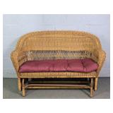 Synthetic Wicker Rocking Patio Sofa W/ Cushion