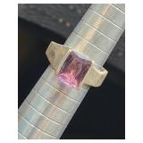 Sterling Silver Amethyst Ring Sz 7Unmarked