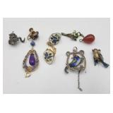 Jewelry Bits- Birds Are Silver , Cloisonne And