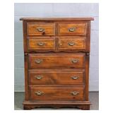 Vintage Solid Pine 5 Drawer Chest