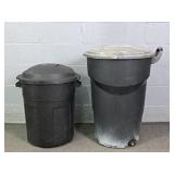 Lot Of 2 Rubbermaid  Plastic Trash Cans