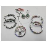 Pierced Earrings And Tree Of Life Gemstone