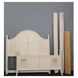 Full Size Painted Wood Bed W/ Woven Accents