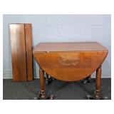 Solid Oak Sliding And Drop Leaf Table