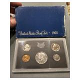 1968 Us Mint Five Coin Proof Set W Silver Half