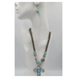 Fashion Jewelry Set Cross Necklace And Pierced