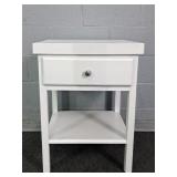 Painted Wood Side Table W/ Shelf And Drawer