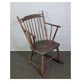 Small Antique Solid Wood Spindle Back Rocker