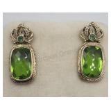 Signed Niki Butler Green Pierced Earrings