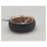 Sterling Silver Black Gemstone Ring Sz 8