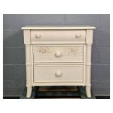 Small 3 Drawer Painted Stand W/ Woven Accents