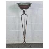 Vintage Copper Planter On Wrought Iron Stand
