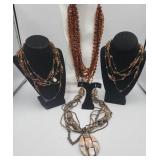 Vintage Extra Long Necklaces And Coconut Shell