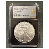 2022 W American Silver Eagle .999 Ngc Ms69