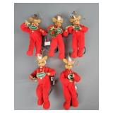 5x The Bid  Annalee Dolls Santas Reindeer