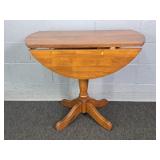 Solid Wood Pedestal Base Drop Leaf Table