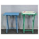 Painted Wood Folding Side Tables And Serving Trays
