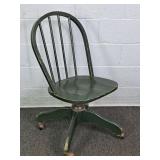 Vintage Painted Wood Adj Ht Rolling Office Chair