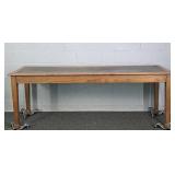Vintage Long Oak Table W/ Inlay Top