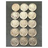 Lot Of 15 Full Date Buffalo Nickels