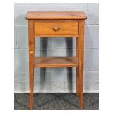 Vintage Solid Wood 2 Tiered Side Table W/ Drawer
