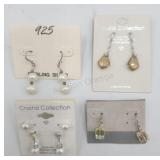 4 X Bid Swarovski / Sterling Silver ]Pierced