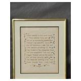 Framed "sleep Sweetly" Poem Calligraphy