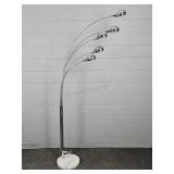 Modern Chrome & Marble 5 Light Gooseneck Floorlamp