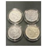 Lot Of 4 Silver Dollars - 2 Morgan, 2 Peace -