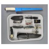 12 Pc Lot Watches, Pocketknives & Filet Knives