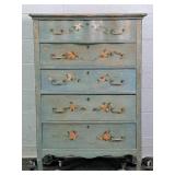 Wood Chest Of Drawers With Floral Motifs