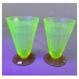 2x The Bid Yellow Uranium Glass