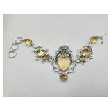 925 Carved Goddess Face Citrine Gemstone 9 In