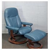 Ekornes Reclining Leather 360 Swivel Armchair