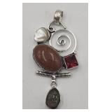 .925 Multi Stone Unique Modern  Pendant