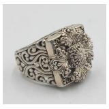 Sterling Silver Sarda Signed Statement Ring Sz 8