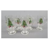 Set Of 6 Christmas Hot Drink Glass Mugs