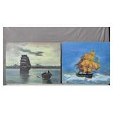 2x The Bid Nautical Themed Paintings On Board